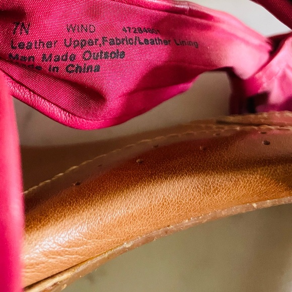 Nya Wind pink soft twisted leather sling back cork heels size 7N - Picture 9 of 10